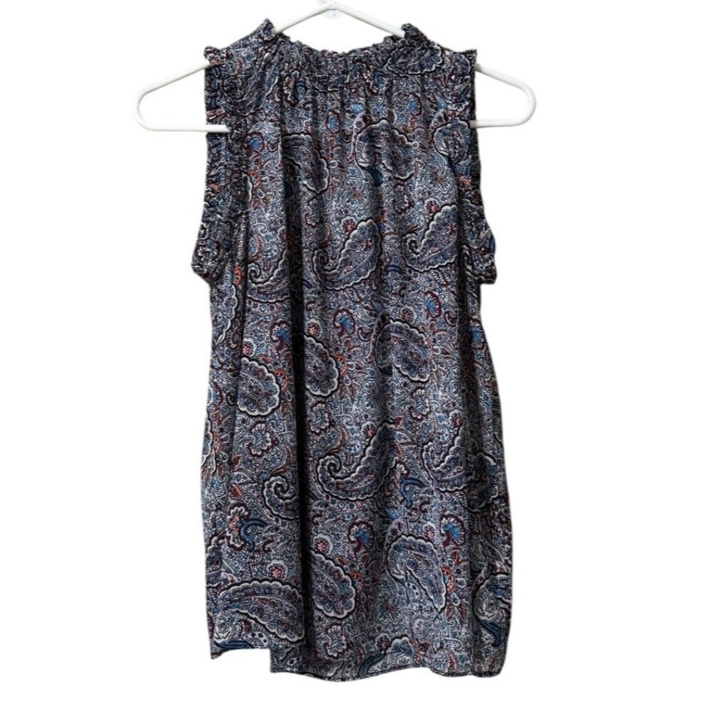 Gap Ruffle Sleeve Top Women Sz XS‎ Paisley Polyester Lightweight Colorful Preppy